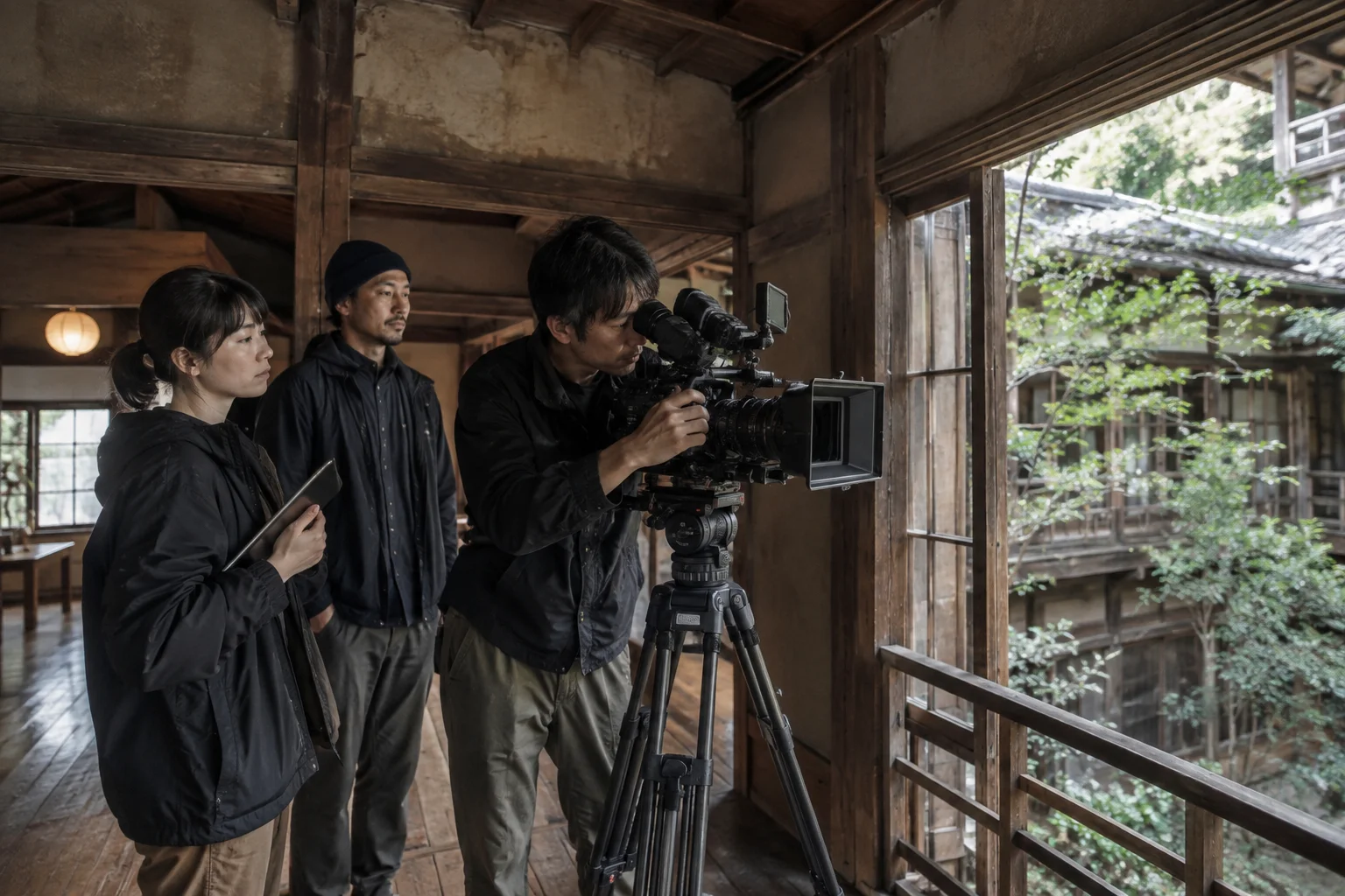 古い建物で映像を撮影するイメージ